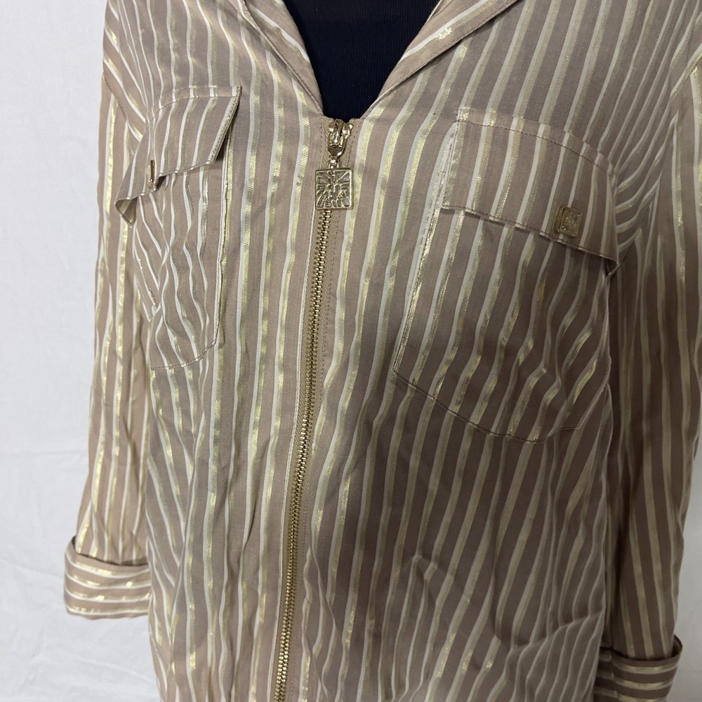 anne klein Women Top Long Sleeves Size 1X Brown Gold - Picture 5 of 16